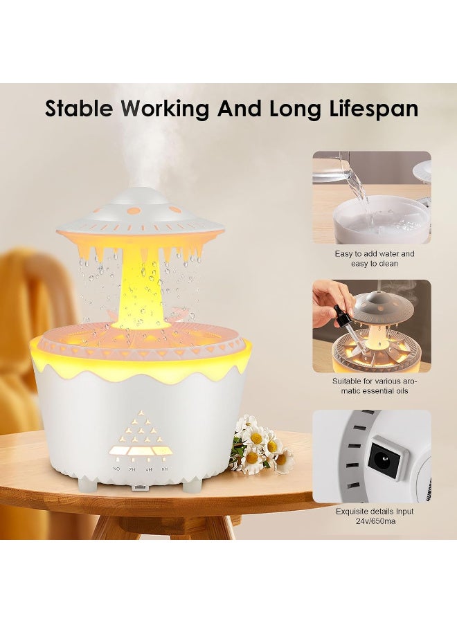 Rain Cloud Humidifier, Night Light Diffuser with Remote Waterfall, Cloud Rain Aromatherapy Essential Oil Diffuser, White Noise Air Humidifiers with 7 Colors LED Changing Lamp for Bedroom Desk - Image 3